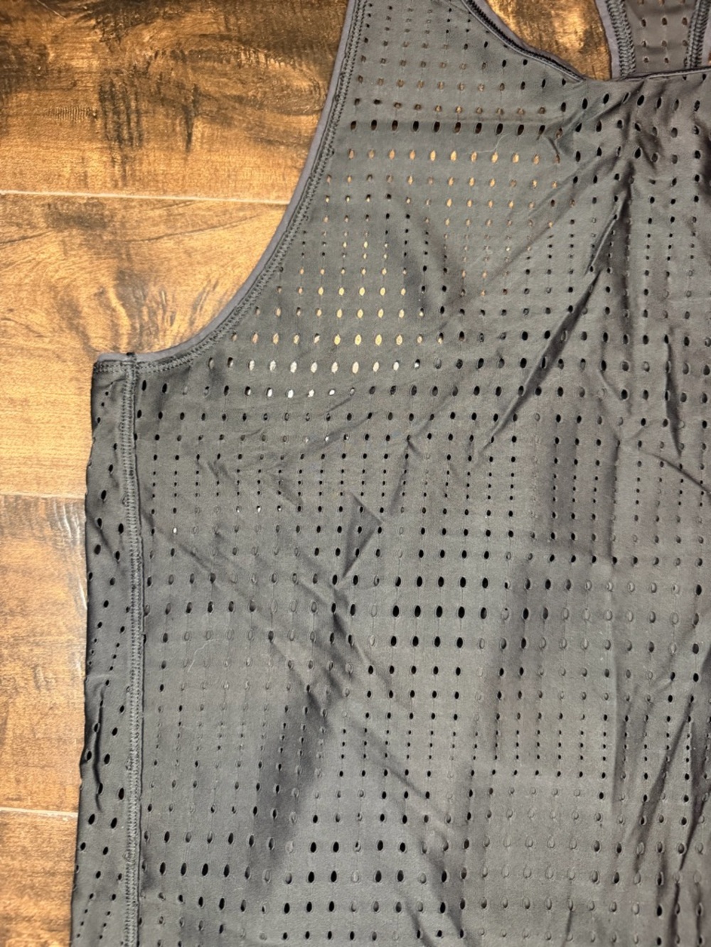 Athleta Black Laser Cut Mesh Racerback Tank Top Size M Training Gym Yoga - Picture 4 of 8